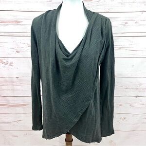 Lucy Uplifting Cowl Neck Knit Cotton Slub Crossover Tunic Wrap Top